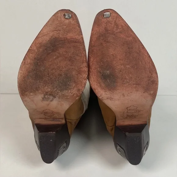 Vintage Zodiac Calf Hair On Cowhide Pony Cowgirl Boots 7.5 M Nubuck Suede - Picture 2 of 16